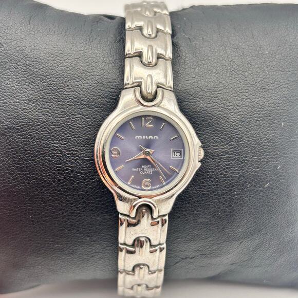 Milan Accessories - Milan Silver Tone WR 23mm St. Steel Women’s Watch Working New Battery